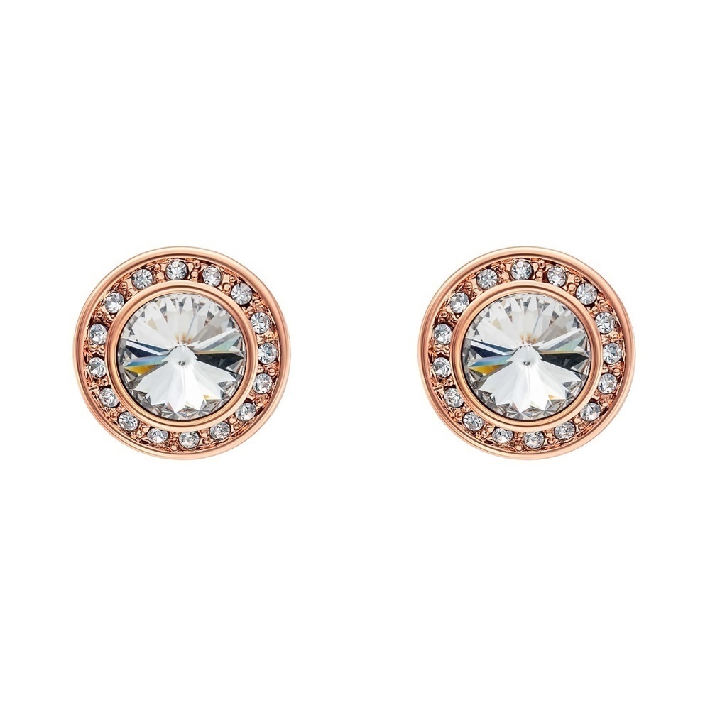 Rosegold Halo Stud Earrings with Swarovski Crystals
